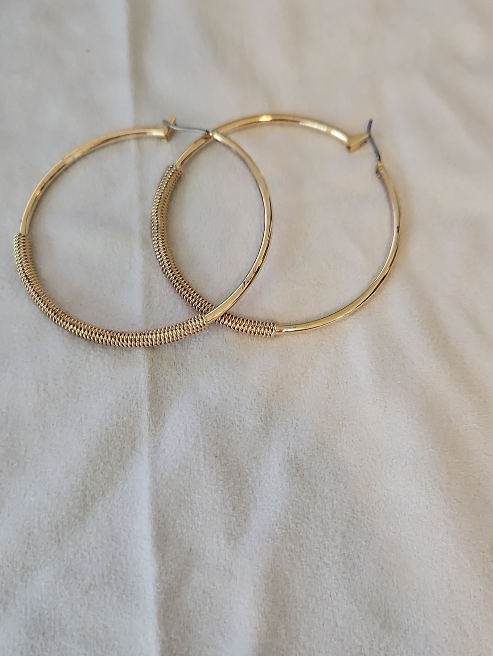 Gold Textured Hoop Earrings - Women Jewelry